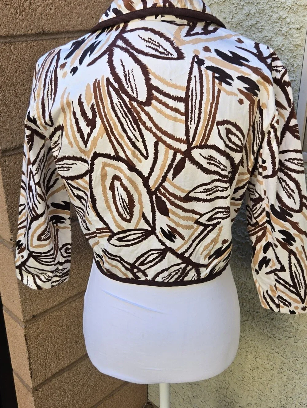 Rabbit Rabbit Rabbit Printed Cropped Bolero in Brown and Cream